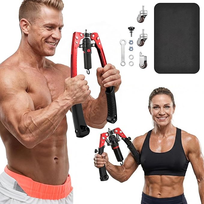 SAKER Twister Arm Trainer, Adjustable Hydraulic Home Gym Equipment for Strength Training, 22-440Lbs Chest Expander with Ab Roller Wheel, Workout Equipment for Men & Women, Arms Chest Core