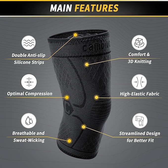 CAMBIVO 2 Pack Knee Brace, Knee Compression Sleeve for Men and Women, Knee Support for Running, Workout, Gym, Hiking, Sports (Slate Blue,Large)