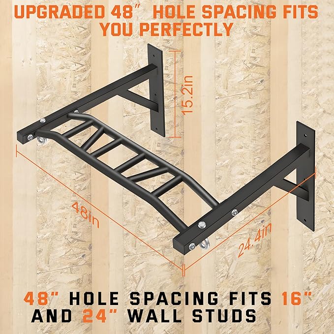 Upgrade Pull Up Bar Wall Mounted,Heavy Duty Multi Grip Chin Up Bar for Strength Training, 600 lbs Capacity, Durable Steel Construction, Perfect for Home and Garage Workouts