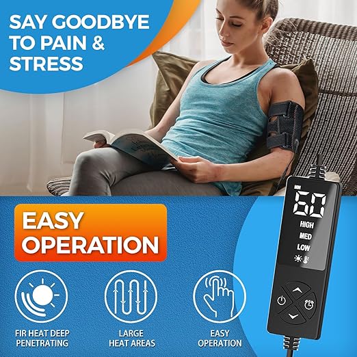 sticro Upper Arm Heating Pad for Bicep Tendonitis Pain Relief, Heated Arm Wrap for Biceps & Triceps Muscle Strains, Adjustable Bicep Brace with 3 Heat & 5 Timers Settings for Men/Women (L/XL)