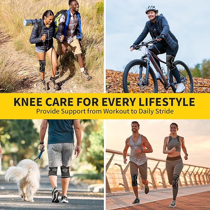 CAMBIVO Copper Knee Braces for Men and Women (2 pack) -Knee Supports Copper Compression Knee Sleeve for Knee Pain, Arthritis, Sports and Recovery Support