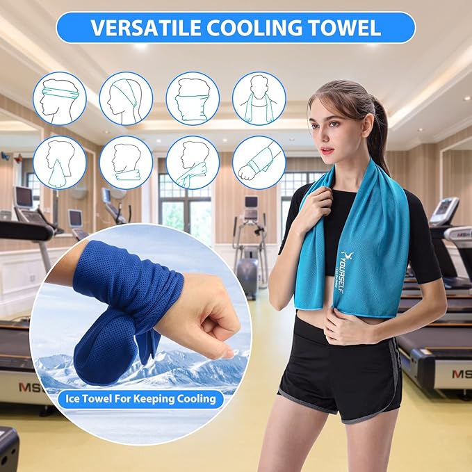 SYOURSELF Cooling Towels for Neck and Face, 4 Pack 40" x 12" Cooling Towel for Hot Weather, Soft Breathable Instant Cool Chilly Pad for Sports Golf Yoga Gym Athletes Camping Ice Towels