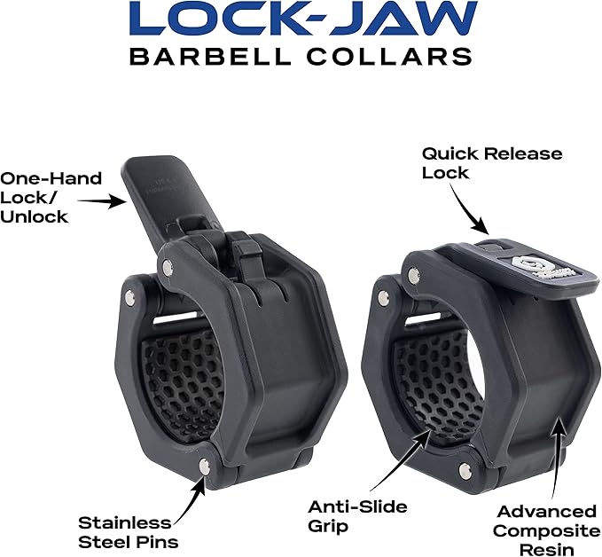 Lock-Jaw Sport Olympic Barbell Collar - Quick Release Barbell Clamp (Black)
