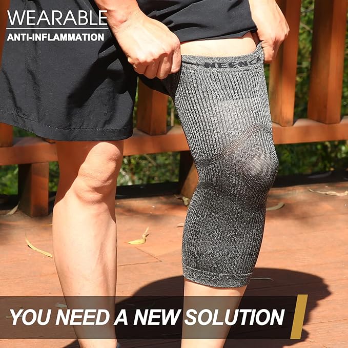 NEENCA Ultra-thin Knee Sleeve for Knee Pain, Lightest Knee Compression Sleeve with Graphene Ions Infused Fabric for Pain Relief, Swelling, Arthritis, Poor Circulation, Running, Sport- FSA/HSA Approved