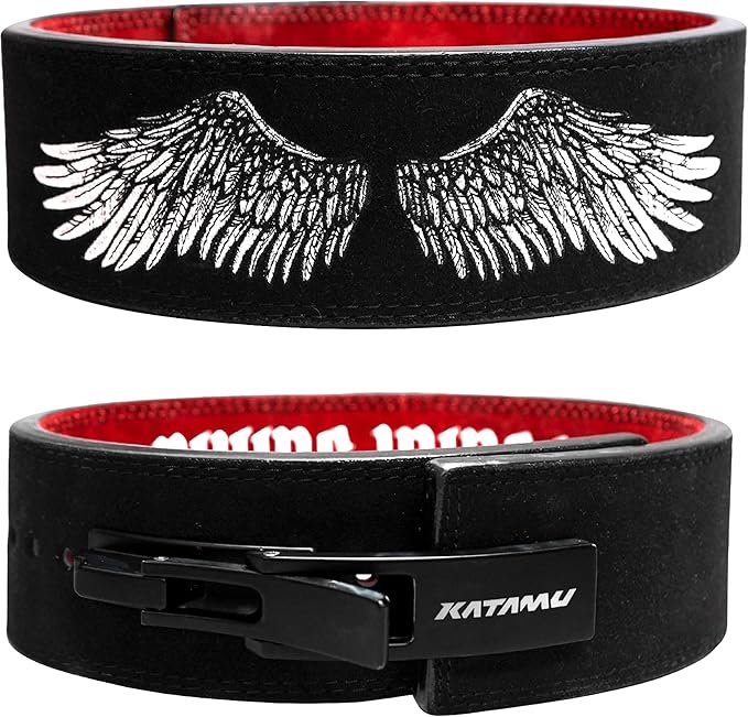 Katamu Premium Leather Lever Weightlifting Belt – Secure Steel Lever, Powerlifting Support for Deadlifts, Squats & Heavy Lifts - Be A Hero