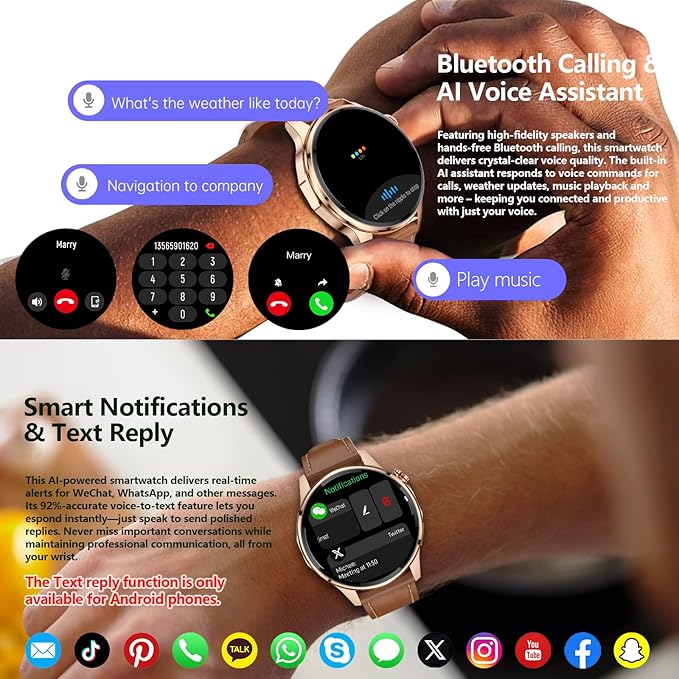 Smart Watch for Men Built-in GPS with Map(Answer/Make Call/Text), 1.46" AI Smartwatch for Android Phones/iPhone, 100+ Sport Mode Fitness Tracker with Health/Sleep Monitor, Compass/Barometer(2 Straps)