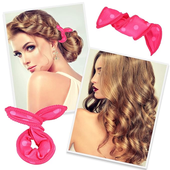 Bememo 40 Pieces Soft Curlers Hair Rollers Overnight Heatless Pillow Rollers for Hair Satin Sponge Curlers to Sleep in No Heat for Long Short Styling Tools(Rose Red)