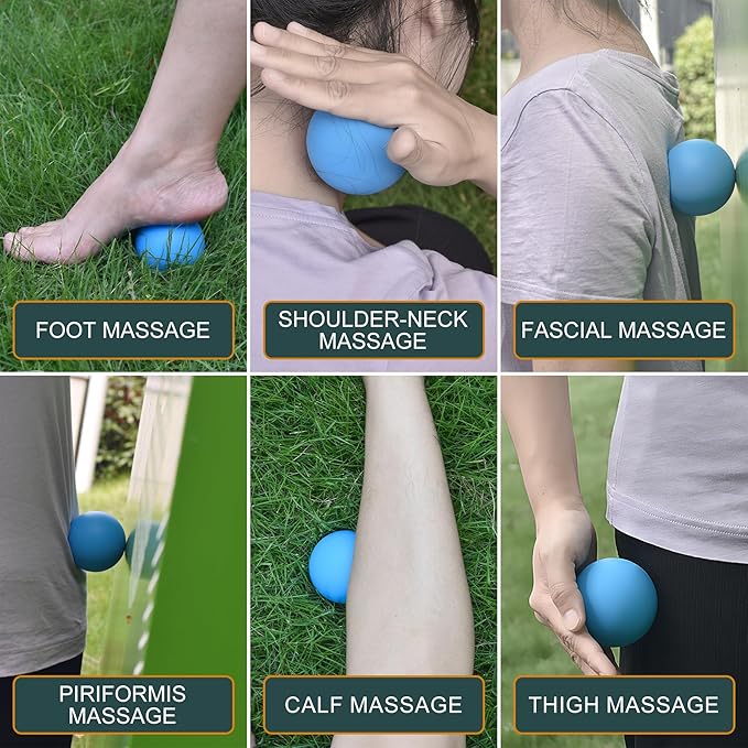 Massage Lacrosse Balls for Myofascial Release,Yoga Deep Tissue Massage,Trigger Point Therapy and Foot Plantar Fasciitis,Muscle Soreness Massager Ball (2Pack,Yellowish Green)