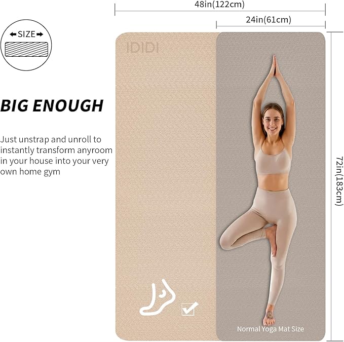 Large Yoga Mat (6'x 4') - Extra Long and Wide Workout Mat for Men and Women, Non-Slip POE 0.32''/0.4'' Thick Fitness Mat, Eco-Friendly Exercise Mat for Home Workouts, Ideal for Yoga and Pilates