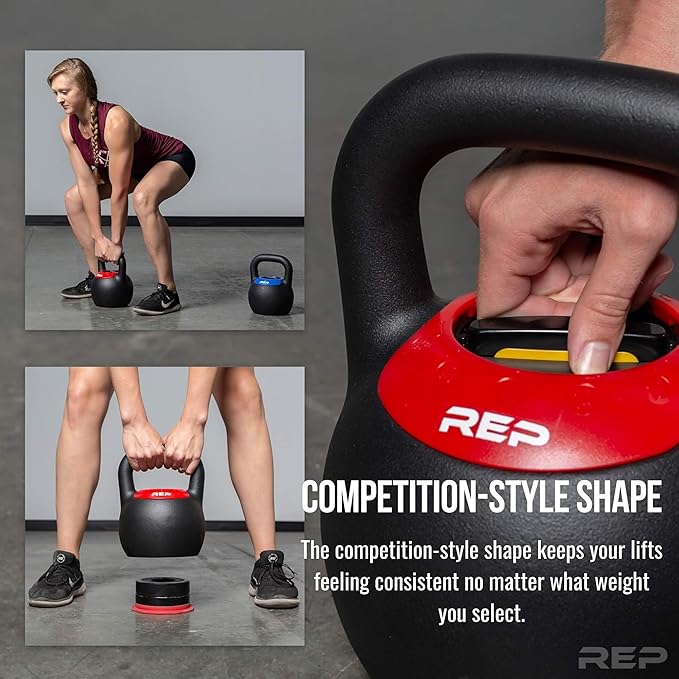 Rep Fitness Adjustable Kettlebell | Weight Set for Home Gym | Strength Training Equipment for Men & Women | Compact Steel Bell with Ergonomic Handle | 20–40 lb (9–18 kg) Variable Options
