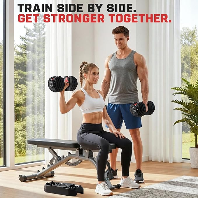 Yaheetech Adjustable Dumbbell Set 28/40/52.5/90LBS Adjustable Dumbbells Fast Adjust Dumbbell Weight Set with Anti-Slip Handle and Tray for Men/Women Home Gym Strength Training Equipment Single/Pair