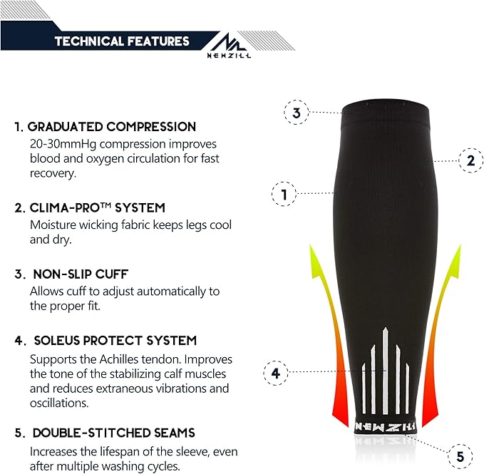 NEWZILL Compression Calf Sleeves (20-30mmHg) for Men & Women Perfect Option to Compression Socks for Running Travel Nursing