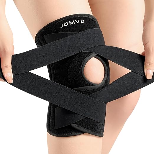 JOMVD Knee Brace for Knee Pain, Meniscus Tear, Adjustable Knee Support with Side Spring Stabilizers for Meniscus Tear, Arthritis, MCL, Patella Stability, Knee Pain Relief, Women and Men, Small