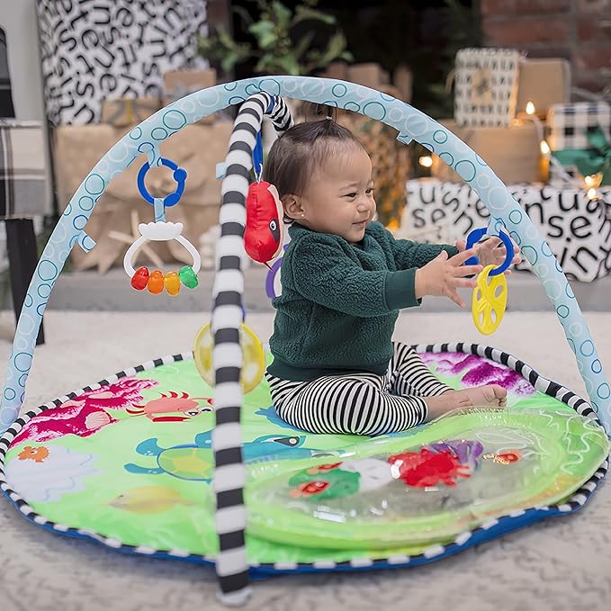 Baby Einstein Sea Floor Explorers 2-in-1 Water Mat, Portable Tummy Time, Activity Play Gym, Sensory Toys, Ages Newborn and Up