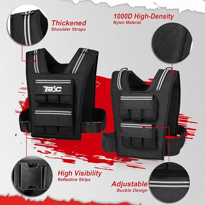 Adjustable Weighted Vest Men and Women 19lbs/ 30lbs/ 40lbs Weights with Reflective Stripe, Weight Vest Woman Workout Vest for Strength Training,Running & Walking
