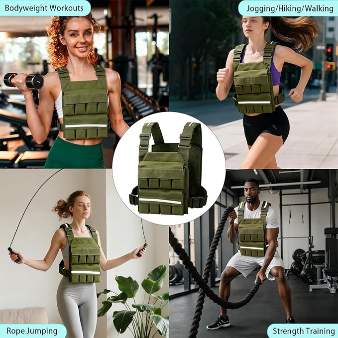 SUNRISING Weight Vest for Men Women，Adjustable Weighted Vests Strength and Endurance Training Fitness Workouts Tactical Running（Excluding Lead Blocks）