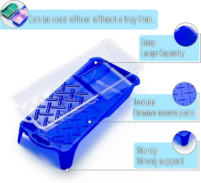Bates- 2 Inch Foam Paint Roller Kit, 10 pcs, Small Paint Roller Kit, 1x Plastic Paint Tray, 2X Clear Disposable Tray Liners, 1x Roller Frame & 6X Mini Foam Covers