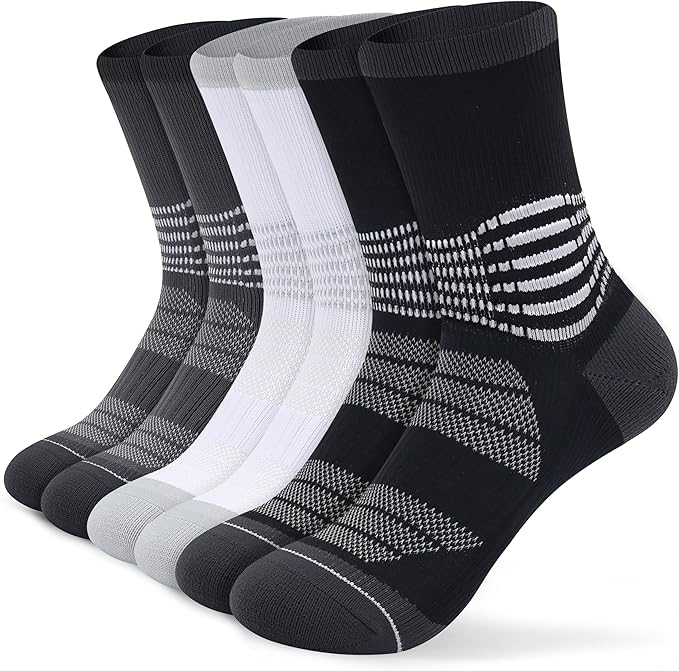 IRAMY Crew Compression Socks for Women Men with Ankle Arch Support Plantar Fasciitis Relief 3/6 Pairs