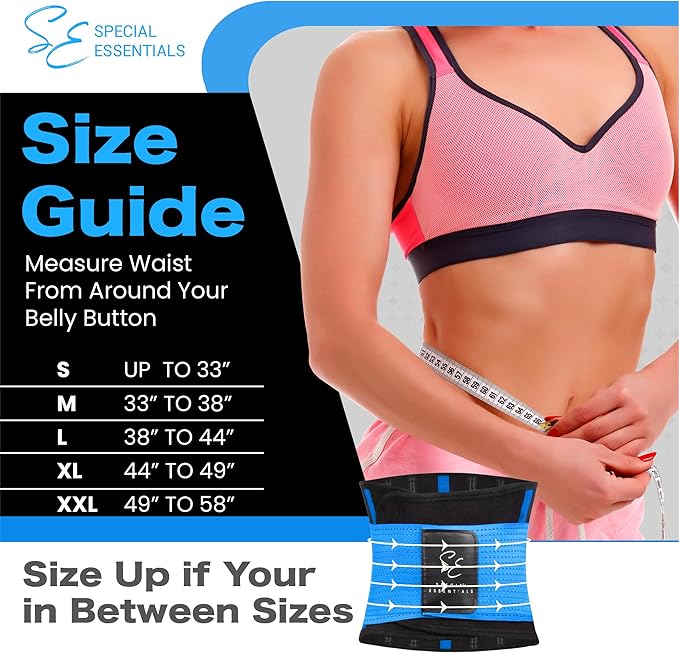 Special Essentials Waist Trainer for Women & Men Adjustable Sweat Band Waist Trimmer For Core Stability & Training Workouts
