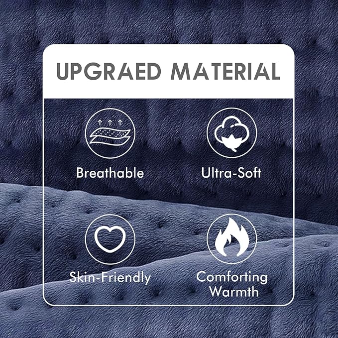 DAILYLIFE Heating Pad for Back Pain Relief, 17" x 33" Electric Heating Pads for Cramps, Back, Shoulder and Neck with 6 Heat Settings, Fast-Heating Technology, Machine Washable, UL Certified, Dark Blue
