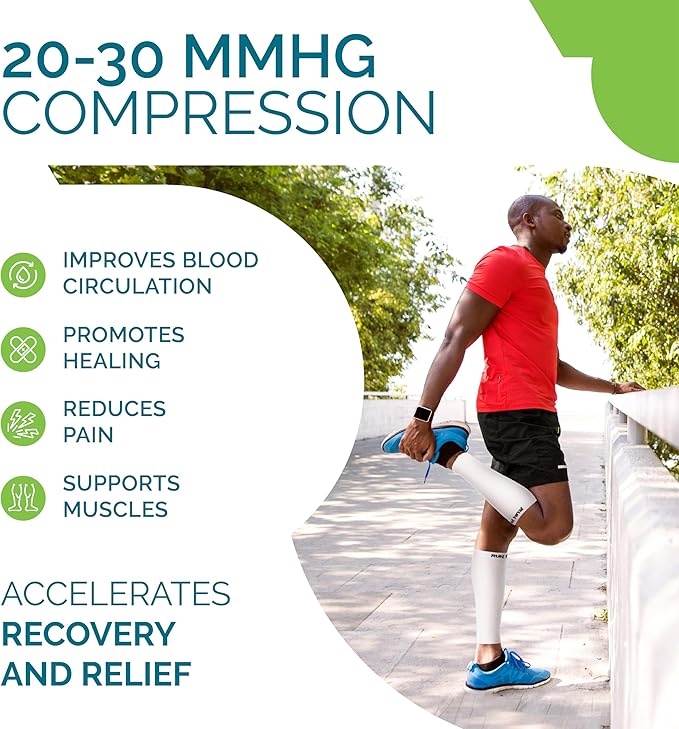Run Forever Calf Compression Sleeves for Men and Women - Leg Compression Sleeve - Footless Compression Socks for runners