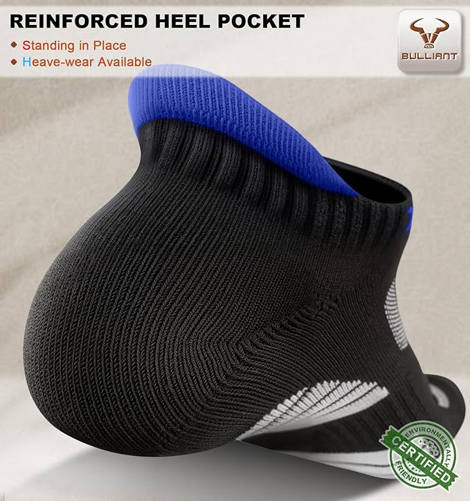BULLIANT Men Running Socks,Active Ankle Socks No Show For Men With Cushioned Footbed Arch Support Breathable Wicking