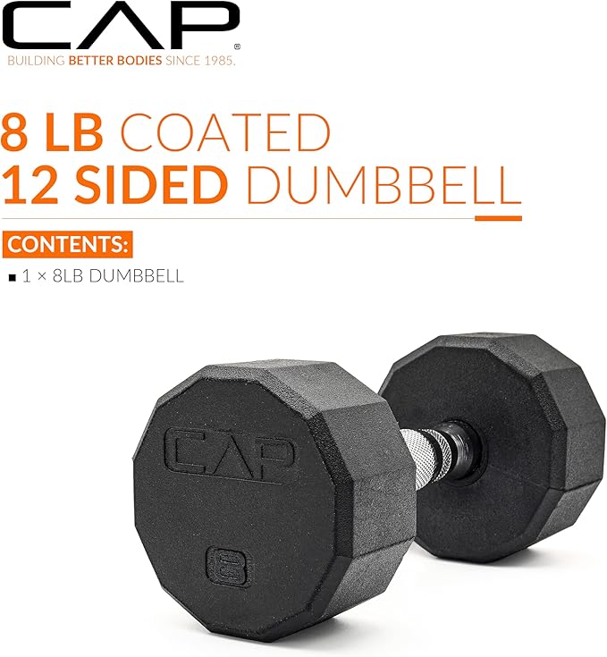 CAP Barbell Coated Hex Dumbbell Weight - Single | 10-120 lbs | Multiple Options