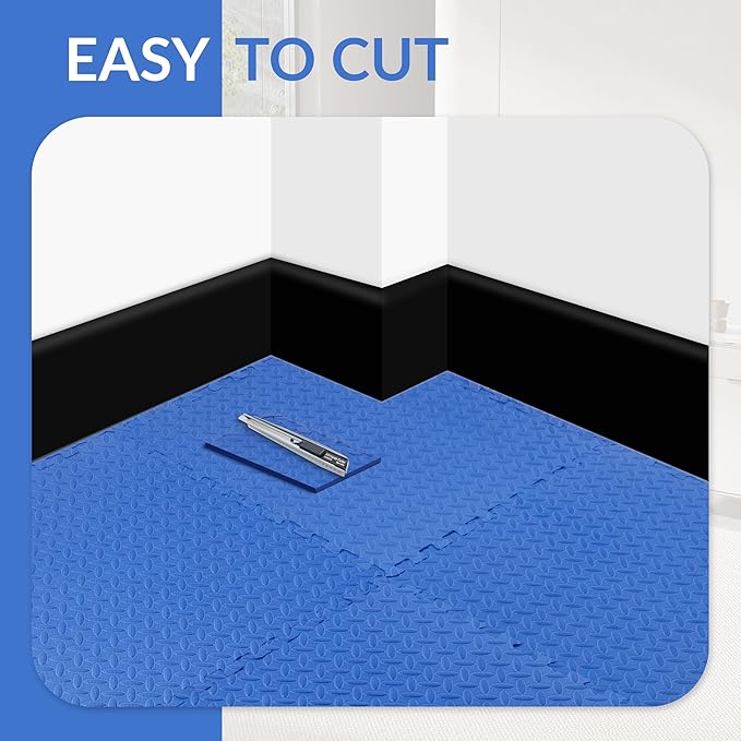 Fitvids Puzzle Exercise Gym Flooring Mat, 1" Thick High-Density EVA Interlocking Tiles, Workout Mat for Home Gym, Fitness Equipment, MMA, Gymnastics, 18-Piece Shock-Absorbing Exercise Mat (72 Sq Ft)