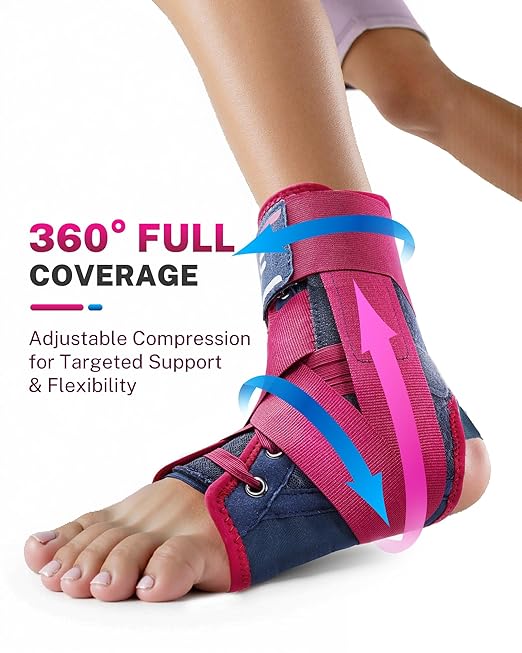Ankle Brace for Women Men with Quick Lace Up, Adjustable Figure 8 Compression Support for Achilles Tendonitis, Ankle Sprain & Swelling Relief for Volleyball, Running & Daily Wear, L