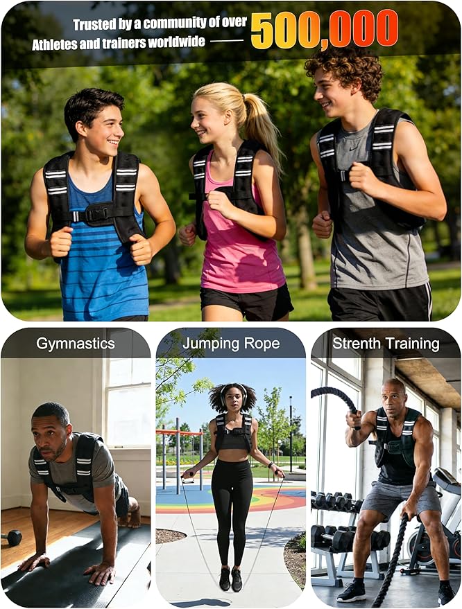Henkelion Weighted Vest Weight Vest for Men Women Kids Weights Included, Body Weight Vests Adjustable for Running, Training Workout, Jogging, Walking