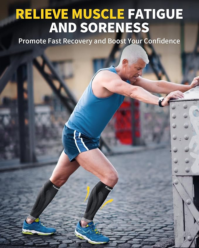 CAMBIVO 3-Pair Calf Compression Sleeves for Men & Women – Footless Socks for Shin Splints & Leg Pain Relief, 1 Pair Available