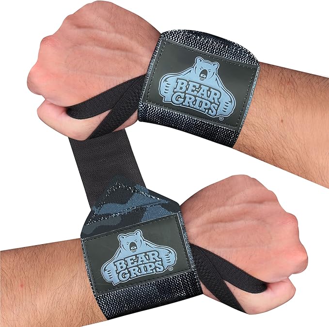 Bear Grips Wrist Wraps for Weightlifting | Weight Lifting Wrist Straps for Weightlifting | Extra Strength Gym Wrist Wraps | Two Wrist Wrap Per Pack | 12” & 18” | Lifting Wrist Wraps for Men & Women