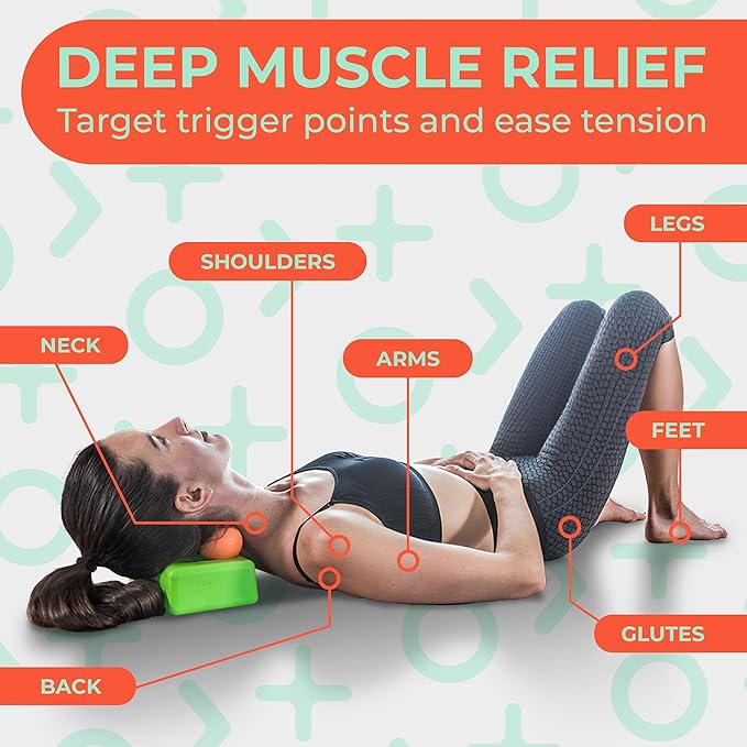 Deep Recovery Sport Yoga Deep Tissue Massage Ball Set, Extra Firm – Lacrosse Ball Size (2.5in) Myofascial Release Balls for Feet, Back, Neck, Legs, & Arms – Trigger Point & Mobility Therapy (2-Pack)