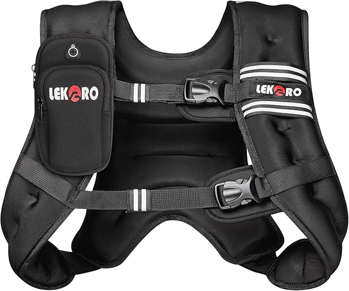 Weighted Vest for Men Women, No-Bounce 6LB 8LB 12LB 16LB 20LB 25LB 30LB Weights Vest with Adjustable Buckles & Reflective Stripes | Weight Vest for Walking Running Hiking Workout