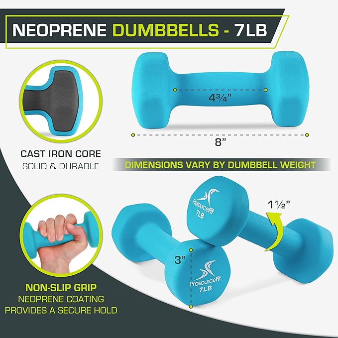 ProsourceFit Neoprene Dumbbell Coated for Non-Slip Grip
