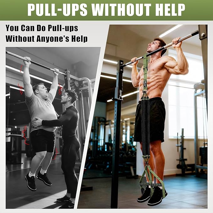 Pull Up Assistance Bands, Heavy Duty Resistance Bands with Handles, Exercise Band with Door Anchor, Adjustable Workout Band Set for Pull Up Bar, Full Body Strength&Muscle Training, Recovery, Home Gym