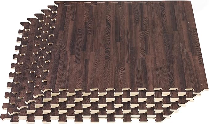 Forest Floor 3/8 Inch Thick Printed Foam Tiles, Premium Wood Grain Interlocking Foam Floor Mats, Anti-Fatigue Flooring – Stylish Flooring Solution