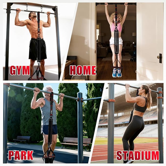 Pull Up Assistance Bands, Heavy Duty Resistance Bands with Handles, Exercise Band with Door Anchor, Adjustable Workout Band Set for Pull Up Bar, Full Body Strength&Muscle Training, Recovery, Home Gym