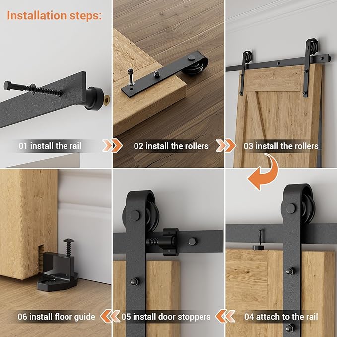 CCJH Sliding Barn Door Hardware Kit 5.5FT Heavy Duty for Max 34'' Wide Single Wooden Door