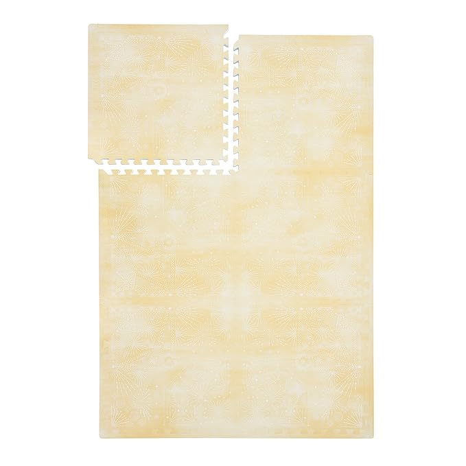PopsyKosy Premium Baby Floor Play Mat - Extra Thick & Cushioned 1 inch Playroom Foam Mat, Non-Toxic Odorless - 6 Tiles - Spacious 6x4 ft. - Stylish & Large, Waterproof for Kids & Toddlers - Champagne Yellow