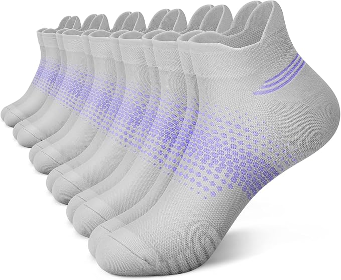 PAPLUS Ankle Compression Socks for Women 6 Pairs, Running Socks with Heel Tab, Cushioned Low Cut Athletic Socks