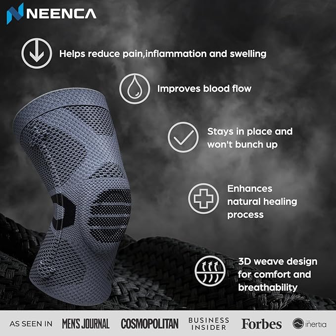 NEENCA Professional Knee Brace for Pain Relief, Medical Knee Compression Sleeve, Knee Support with Horizontal Knit Tech for Meniscus Tear, ACL, Arthritis, Joint Pain, Runner, Workout