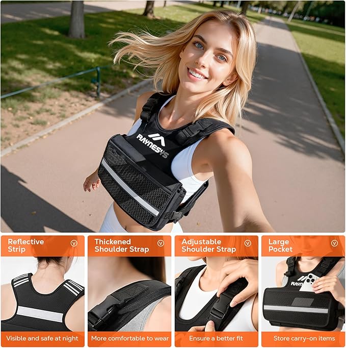 Adjustable Weighted Vest Women Men,1-12/1-20/1-30 LBS Weight Vests with Adjustable Shoulder Strap, 8 Ironsand, Large Pocket, Reflective Strip,Weighted Vest Men and Women for Workout, Strength Training