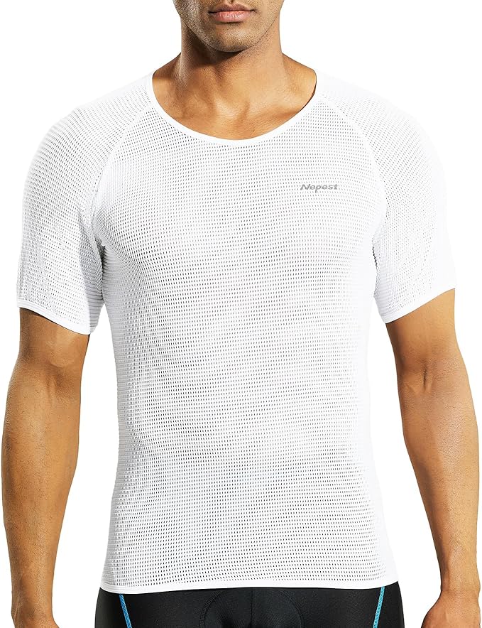 Nepest Mens Vests/Short Sleeve Biking Base Layer Mesh Sleeveless Cycling Baselayer Bicycle Ultralight Undershirts