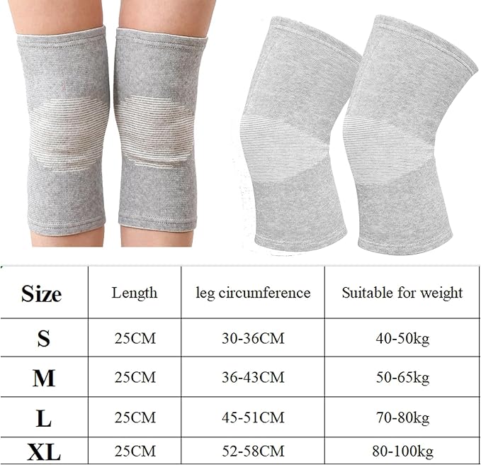 Bamboo Charcoal Knee Sleeve - Bamboo Knee Brace Bamboo Compression Knee Sleeve -Elastic Warm Knee Brace Bmboo Knee Sleeve for Arthritis (Gray, Medium)