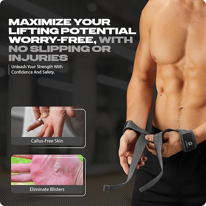 Special Essentials 2 Pack of Wrist Straps for Weightlifting - Two-Sided Anti Slip Silicone Grip & Padded Neoprene - Durable Gym Lifting Straps for Men and Women for Bodybuilding & Powerlifting