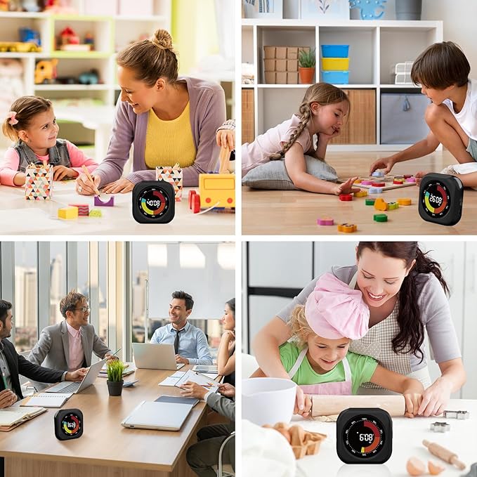 PERSUPER Visual Timer for Kids, 10 Hours Countdown/Up, with Rechargeable, 3 Volume Levels, 3 Brightness Display, and Magnetic, Homeschool Study Tool, Large Digital Timers for Classroom (2 Packs)