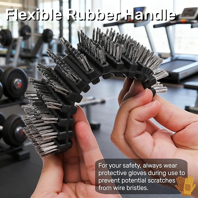 4 Pack Barbell Brushes, Stainless Steel Wire Brush Nylon Brush Set, Weightlifting Bar Cleaner, Stiff Wire Scratch Bristle for Strength Training Bar, Gym, Cleaning, Rust Dirt Removal