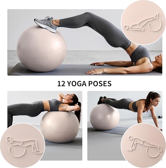 Extra Thick Yoga Ball with Training Instruction, Anti-Burst Slip Resistant Exercise Ball with Pump for Pilates,Physical Therapy,Pregnancy Stability,Birthing Ball 22in 26in 30in