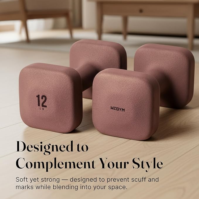 WeGym SafeGrip Square Dumbbells with Anti Slip Handles, Aesthetic Free Weights for Home Workouts, Stable Design Prevents Rolling during Floor Exercises